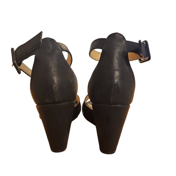 Chinese Laundry Women’s Size 8.5 Calais Black Wedge Sandals Ankle Strap Heels - Picture 5 of 10